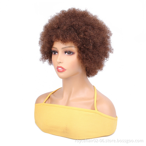 Free Sample Virgin Remy Human Hair Short Afro Kinky Curly Glueless African Wig for Black Women